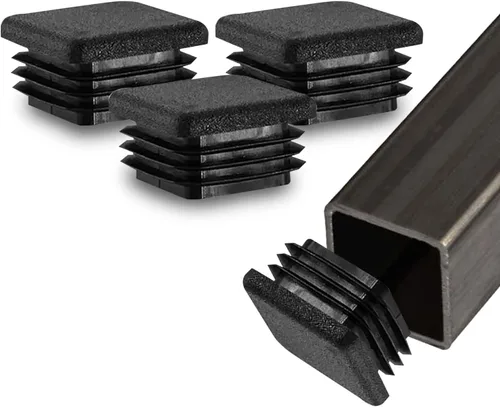 Vista 8 de Prescott Plastics Tapones de agujero de plástico acanalado de perímetro exterior de 1/2 pulgada (0.500 in), tapas cuadradas de tubo de metal negro