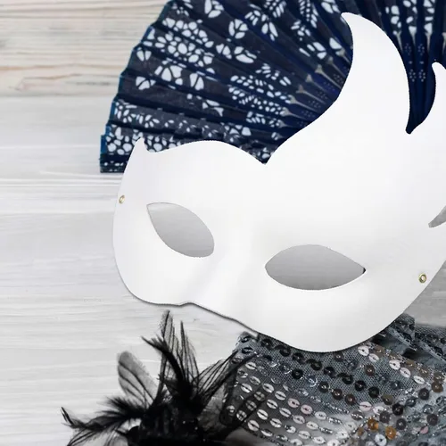Vista 5 de Paquete de 40 máscaras de papel de Mardi Gras de color blanco liso para mascarada, máscaras de papel de media cara para mujeres, hombres y adultos
