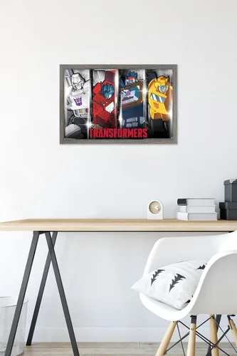 Vista 6 de Trends International Hasbro Transformers - Póster de pared clásico, 14.725 x 22.375 pulgadas, versión enmarcada de madera de granero