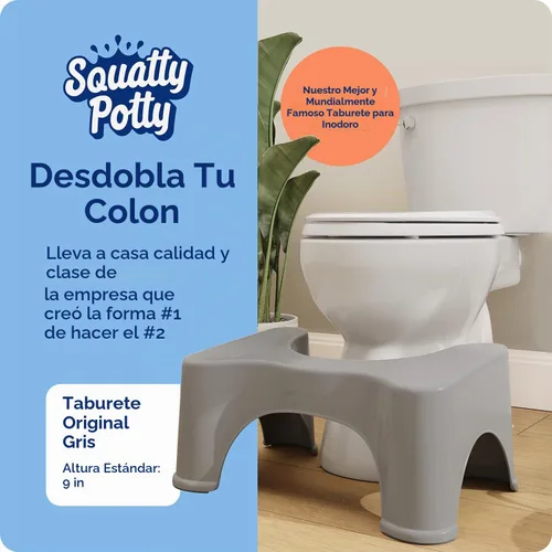 Vista 2 de Squatty Potty The Original - Taburete de inodoro para baño, color gris, 9 pulgadas