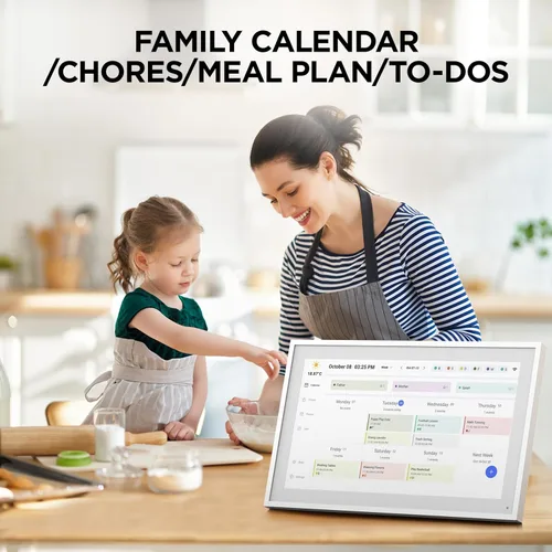 Vista 3 de Calendario digital inteligente de 10.1 pulgadas, calendario electrónico de escritorio, pantalla táctil IPS Full HD de 1920 x 1080 para planificar