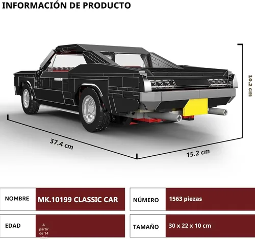 Vista 6 de Mould King 10199 Kits de Bloques de Construcción de Coches Deportivos, Conjuntos de Construcción de Modelos de Coches Clásicos Vintage MOC, Regalo