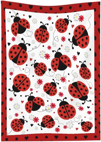 Vista 9 de Manta de franela de mariquita para regalo, ultra suave y acogedora, manta de forro polar ligera y mullida, manta de felpa cálida para sofá, cama, 30