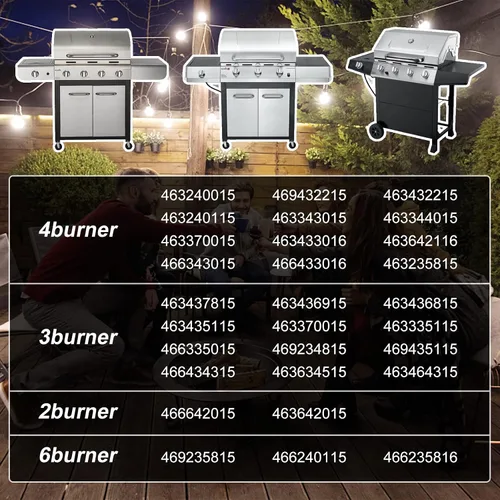 Vista 4 de Uniflasy Piezas de repuesto para parrilla Charbroil Advantage 4 quemadores 463344015, 463343015, 463432215, 463240015 parrilla de gas 3 quemadores