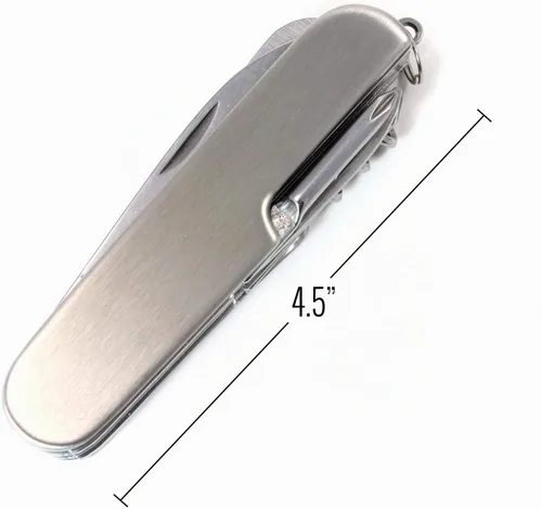 Vista 5 de Cuchillo de bolsillo EDC multiherramienta de acero inoxidable con bolsa de transporte