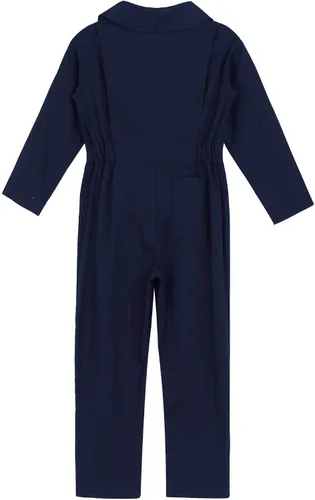 Vista 4 de Disfraz de mecánico de moda para niños y niñas, con cremallera frontal, traje de caldera, traje de vuelo, Azul