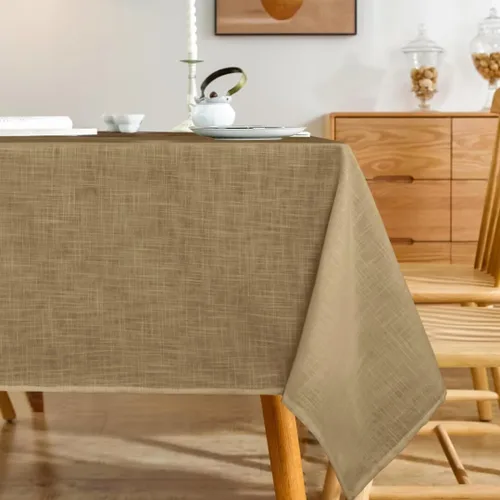 Vista 24 de Mantel rectangular de lino natural, mantel ligero con textura de otoño de 52 x 70 pulgadas, resistente al agua, resistente a las manchas, mantel