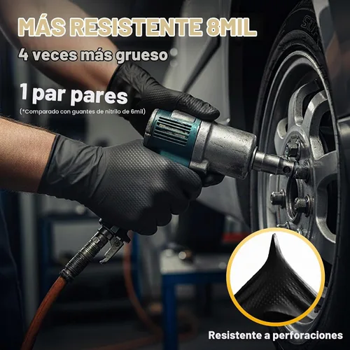 Vista 2 de TitanFlex Heavy Duty Black Industrial Nitrile Gloves with Raised Diamond Texture, Latex Free 8mil