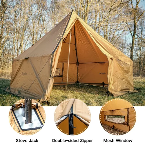 Vista 3 de FIREHIKING Camping Hot Tent with Stove Jack Yurt Tent Outdoor Wall Tent Teepee Tent with Snow Skirt