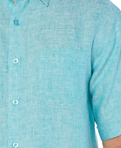 Vista 7 de Cubavera Camisa abotonada de manga corta con un bolsillo para hombre