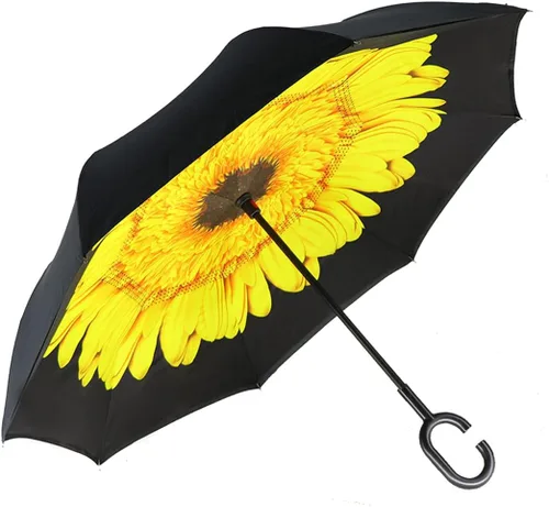 Vista 35 de MRTLLOA - Paraguas invertido de gran tamaño de 40/49/56 pulgadas - Sombrilla doble capa resistente al viento, con mango en forma de C y tamaño golf
