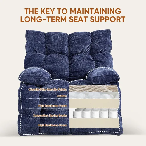 Vista 6 de Silla reclinable giratoria de gran tamaño, reclinable mecedora extra ancha Azul
