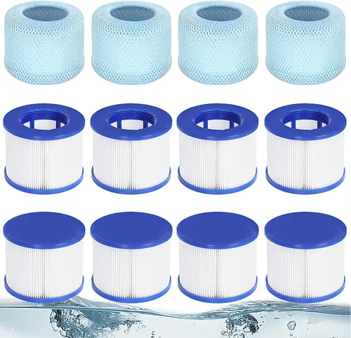 Vista 10 de Cartuchos de filtro para bañera de hidromasaje con cubiertas protectoras de malla – Compatible con RELXTIME, ALEKO, Wejoy, Aquaspa – Filtros