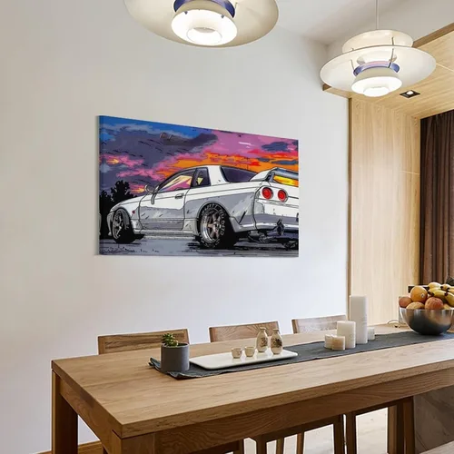 Vista 3 de R32 Jdm - Carteles de automóvil deportivo de dibujos animados japoneses Jdm para dormitorio, decoración de pared de automóvil para decoración