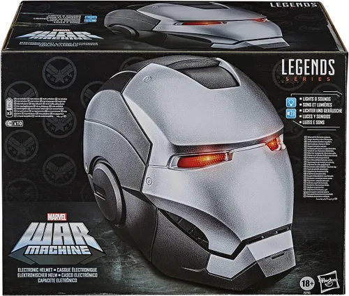 Vista 3 de Avengers Marvel Legends Series War Machine - Casco electrónico de coleccionista premium de juego de rol con luz LED FX, gris