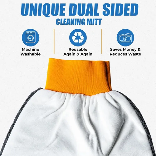 Vista 5 de Flipper FLIP-MITT - Manopla de limpieza de microfibra, rizo de doble cara + guante de microfibra para limpieza de casa, pulido de vidrio, derrames