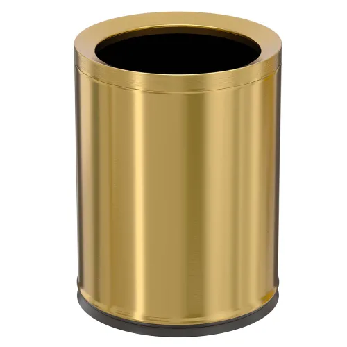 Vista 7 de 14L/3.7GAL Papelera negra y dorada, papelera de oficina con tapa abierta, papelera de metal, papelera dorada sin tapa para oficina, hotel, tienda