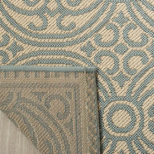 Vista 5 de SAFAVIEH Alfombra lavable para exteriores Linden Collection - 4 x 6 pies, aguamarina y crema, no desprende pelusa y fácil de limpiar, ideal