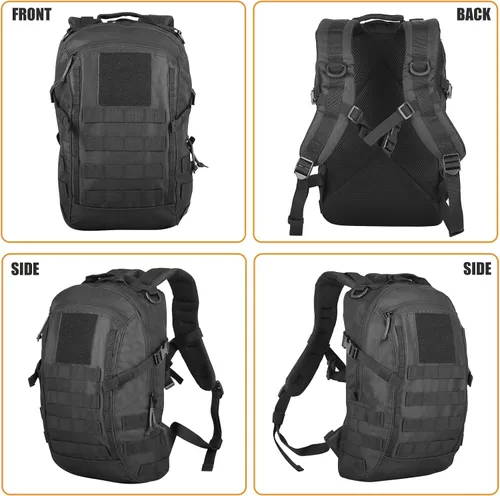 Vista 8 de Mochila táctica pequeña militar 12L Molle Bag mochila militar mochila militar mochila mochila militar mochila para exteriores, senderismo, Negro