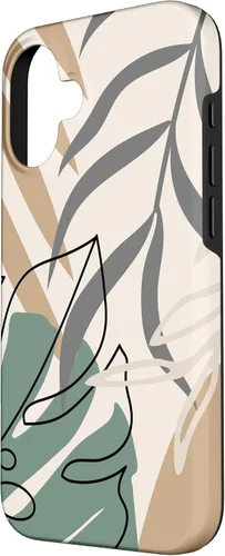 Vista 2 de Funda abstracta minimalista exótica para iPhone 16 Tropical Botanical Beige Brown