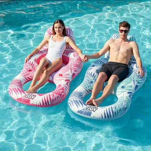 Vista 7 de Flotadores de piscina para adultos, tumbona inflable con soporte para bebidas, viajes, piscina, playa, lago, natación, balsas flotantes de agua