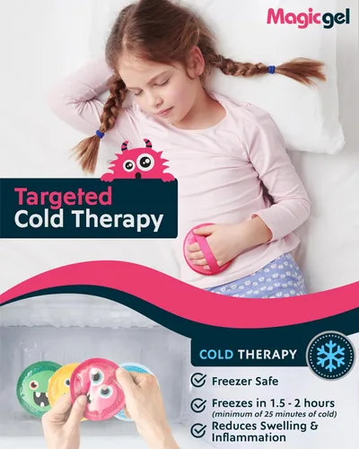 Vista 5 de Bolsas de hielo para niños de Magic Gel para Boo Boos - Paquete de 4 - Bolsas de hielo suaves reutilizables para niños - Pequeña bolsa de gel blanda