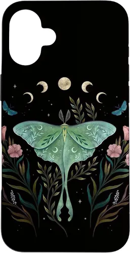 Vista 22 de Funda estética Witchy Luna Moth Flower Floral Moon Phases para iPhone 12 mini