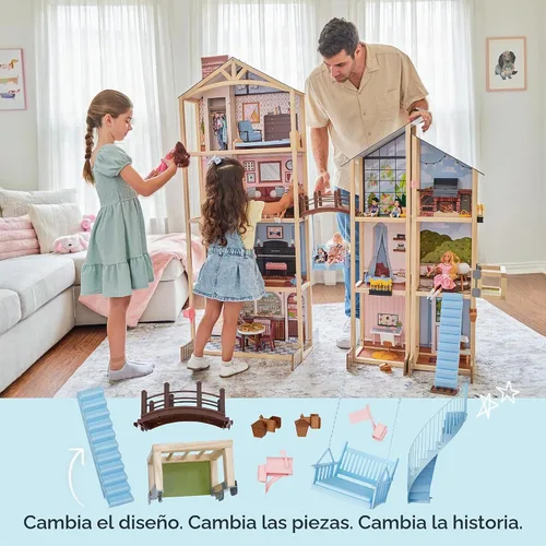 Vista 5 de KidKraft Kraft Your Way™ Magnolia Mansion Dollhouse; 71 Pc Amazon Exclusive