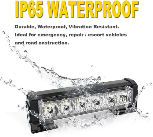 Vista 5 de 2 x 6 LED con 9 modos de advertencia para el tráfico - Luces estroboscópicas impermeables para auto, para interior, techo, salpicaderas, parabrisas