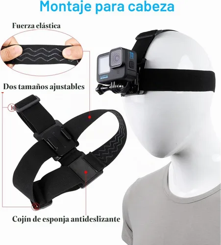 Vista 2 de Soporte de correa para la cabeza para todas las cámaras GoPro Hero + un paño de microfibra eCostConnection