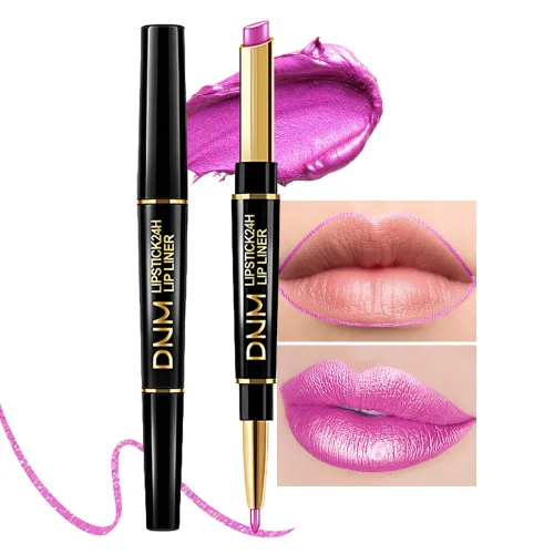 Vista 13 de evpct Juego de 1 lápiz labial y delineador de labios rojo rubí para mujer, kit mate con delineador de labios, manchas de labios duraderas