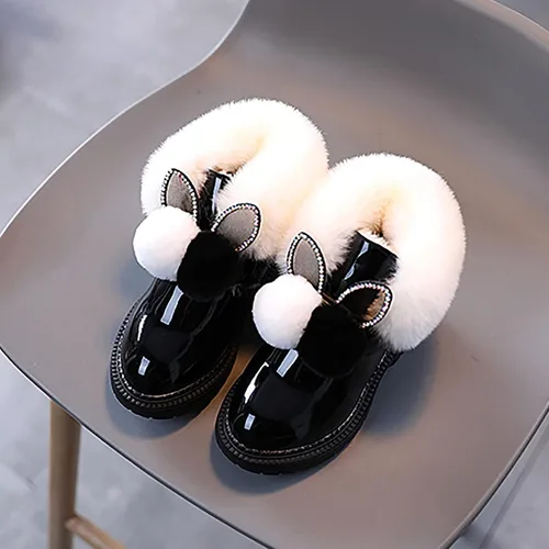 Vista 3 de Botas de princesa para bebés y niñas, botas de nieve antideslizantes de forro polar para niños precaminantes de invierno, cálidas para recién nacidos