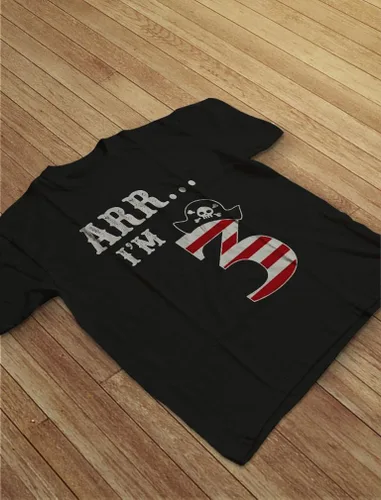 Vista 3 de ARR I'm 3 Pirata fiesta de cumpleaños tres años niño niño niño niño niño niño 3 camiseta