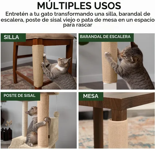 Vista 5 de Furhaven Funda para poste rascador envolvente para gatos de interior, se adapta a postes de hasta 3.5 pulgadas de diámetro, duradera y menos