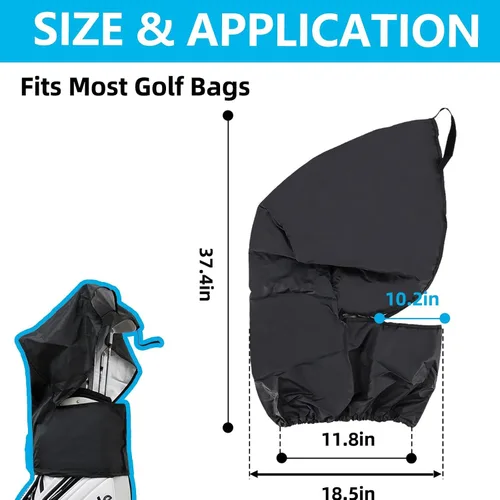Vista 3 de Bolsa de golf mejorada con capucha impermeable para bolsa de golf, cubierta de lluvia para bolsas de club de golf, se adapta a casi todas las bolsas