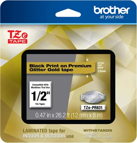 Vista 30 de Cinta laminada Brother Negro sobre Transparente, 6 mm (Tze111)