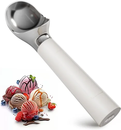 Vista 8 de Cuchara para Helado con Calefacción, Cuchara Eléctrica para Helado Duro, Cuchara de Auto-Calentamiento Máximo a 158℉, Batería Recargable, Metal a