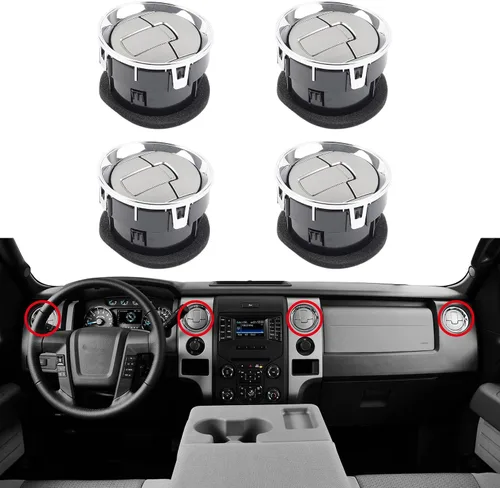 Vista 7 de Dasbecan 4 piezas de laca negra para salpicadero, aire acondicionado, calentador de CA compatible con Ford F150 2009-2014 Reemplazos # 9L3Z-19893-AA