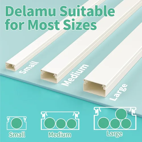Vista 7 de Delamu Kit de cubierta de cable autoadhesivo de 100 pulgadas para TV montado en la pared, ocultador de cables pintable, sistema de gestión de cables