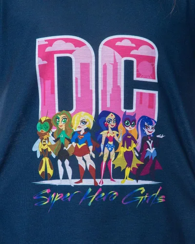 Vista 3 de DC Comics - Conjunto de pijama para dormir con personajes de Super Hero para niñas, Azul Patchwork
