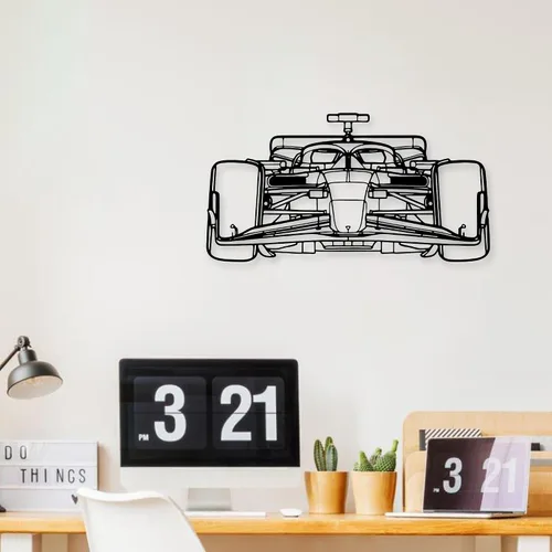 Vista 7 de Xedatric F1 Coche de Carreras de Metal Arte de Pared Fórmula 1 Silueta Colgante de Pared Decoración de Coche de Carreras para Garaje, Habitación