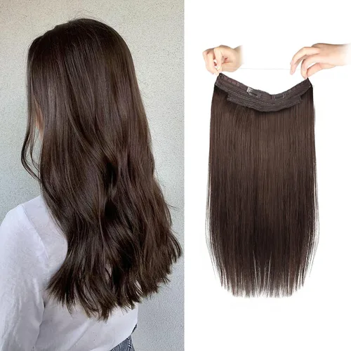 Vista 55 de Sassina Extensiones de Cabello con Alambre Invisible Cabello Humano Real con Alambre Transparente Tamaño Ajustable Clips Seguros Naturales Liso