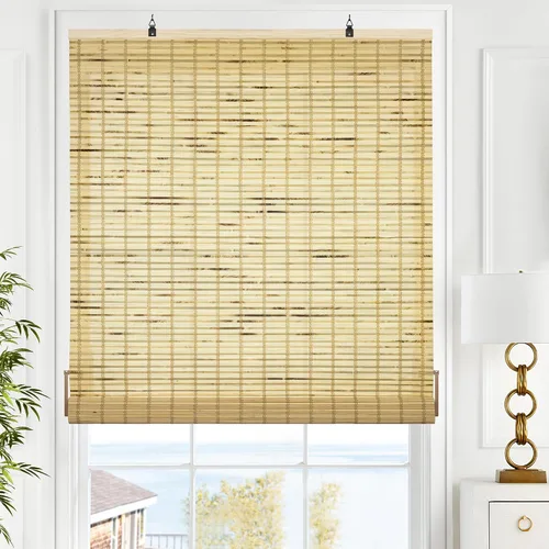 Vista 11 de LazBlinds Persianas de Bambú sin Cordón, Cortinas Enrollables para Ventanas, Persianas Colgantes con Filtro de Luz para Ventanas, Cortinas de Bambú
