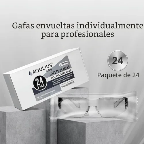 Vista 4 de Aqulius Safety Glasses - 24-Pack, for Men & Women, ANSI Z78.1 Certified Shooting Glasses, Eye Protection, Construction, Scratch-Resistant, Impact