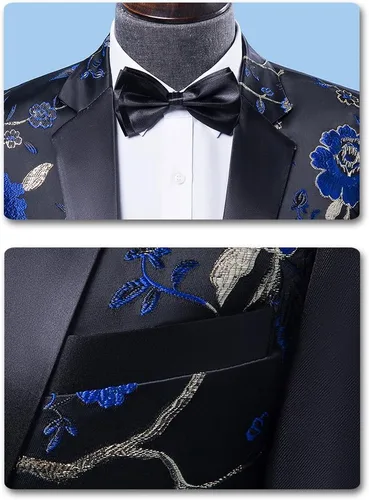 Vista 4 de Cloudstyle Trajes de hombre con un botón floral blazer de 2 piezas trajes de boda chaqueta y pantalones
