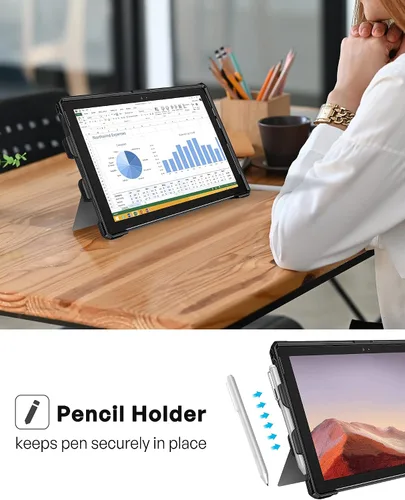 Vista 5 de ProCase Funda para Surface Pro 7 Plus, Pro 7, Pro 6, Pro 5, Pro 4, Pro LTE, funda resistente, resistente a prueba de golpes con agarre
