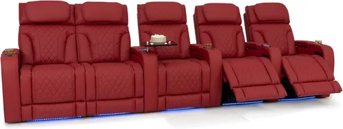 Vista 54 de Seatcraft Luminis 365 - Asiento de cine en casa (fila de 2 biplazas), color carmesí