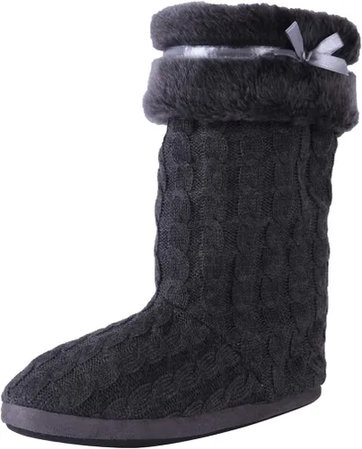 Vista 5 de Amzhom Pantuflas de forro polar para interiores y exteriores, antideslizantes, para mujer