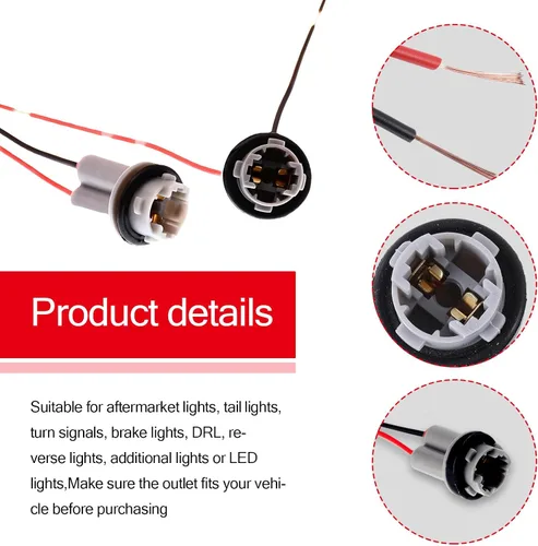 Vista 4 de 2 piezas T15 arnés de enchufe de coleta, T10 T13 T15 bombilla de coche arnés de cableado conector de enchufe para bombillas, luces de señal de giro