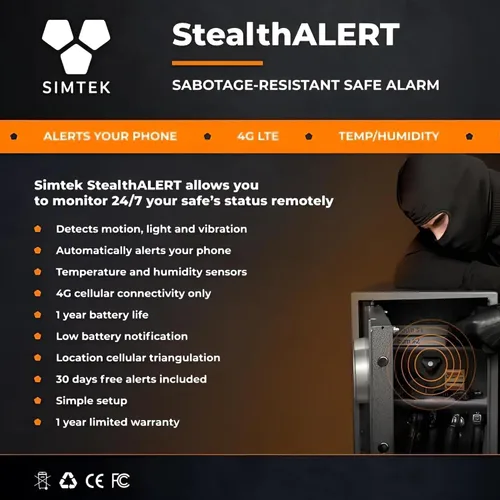 Vista 5 de Simtek Sensor StealthALERT para monitoreo de armas y almacenamiento, sistema de seguridad con aplicación